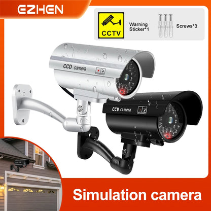 1PC Fake Dummy CameraFake Dummy Camera with Flashing Red LED with Flashing Red LED Bullet Shaped Waterproof Security CCTV Surveillance Camera For Home Outdoor Indoor