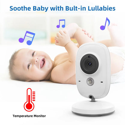 TakTark Baby Monitor | 3.2 Inch Wireless Video  | Lullabies | Auto Night Vision | Two Way Intercom | Temperature Monitoring | Babysitter