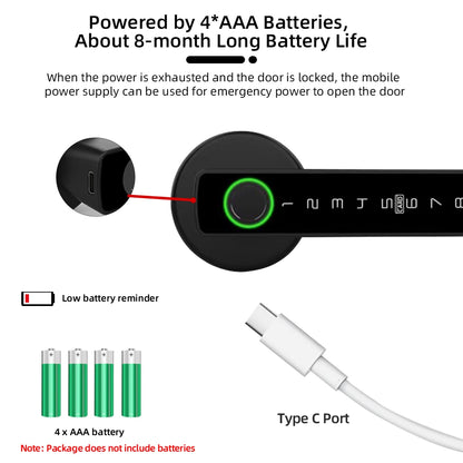 RAYKUBE M5 Tuya BLE Smart Fingerprint Door Lock | Digital Electronic Lock | Password/Key/Card/Smartlife/Tuya APP Unlock | For Bedroom