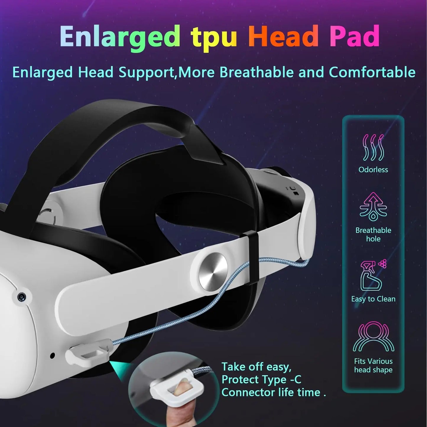 SZKOSTON Head Strap with 10000mAh Battery for Oculus Quest 2 VR Headset - VR Accessories