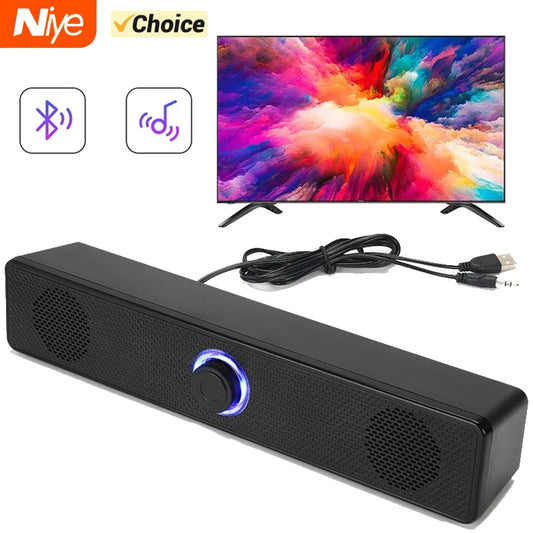 PC Soundbar Wired and Wireless Bluetooth Speaker USB Powered Soundbar for TV, PC, Laptop, Gaming, Home Theater Surround Audio System