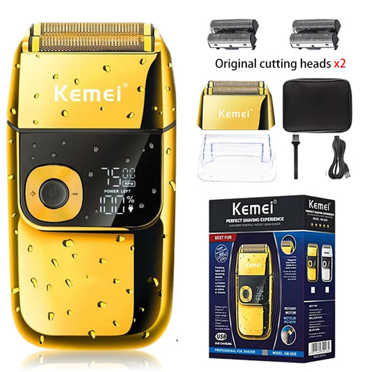 2-in-1 Electric Shaver & Beard Trimmer Kemei KM-2028 - Rechargeable Razor for Men’s Face Care