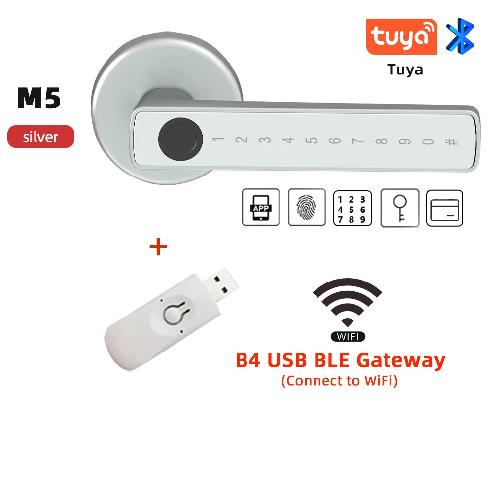 RAYKUBE M5 Tuya BLE Smart Fingerprint Door Lock | Digital Electronic Lock | Password/Key/Card/Smartlife/Tuya APP Unlock | For Bedroom