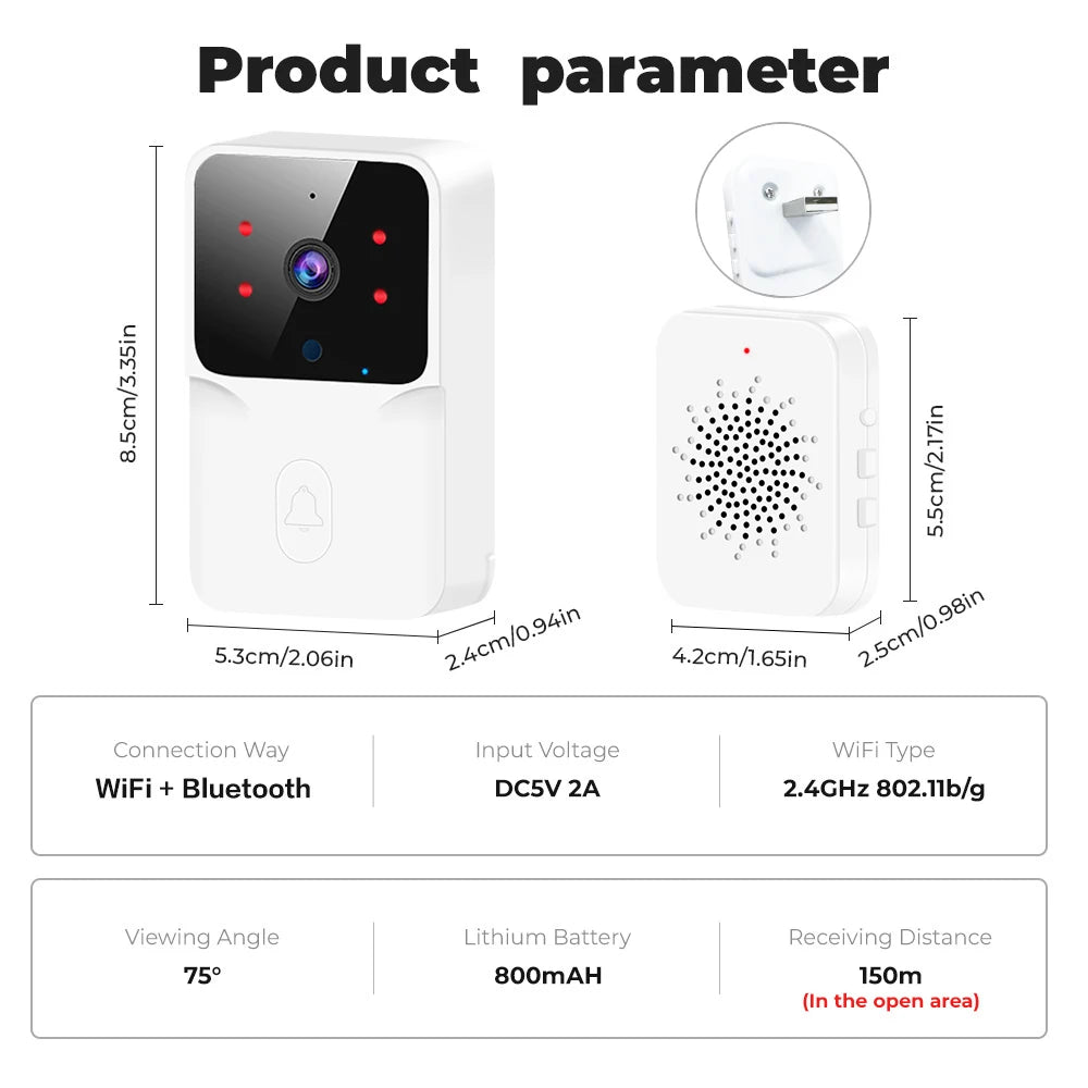 ONENUO Tuya WiFi Video Doorbell | Wireless HD Camera | Smart Home Security Intercom