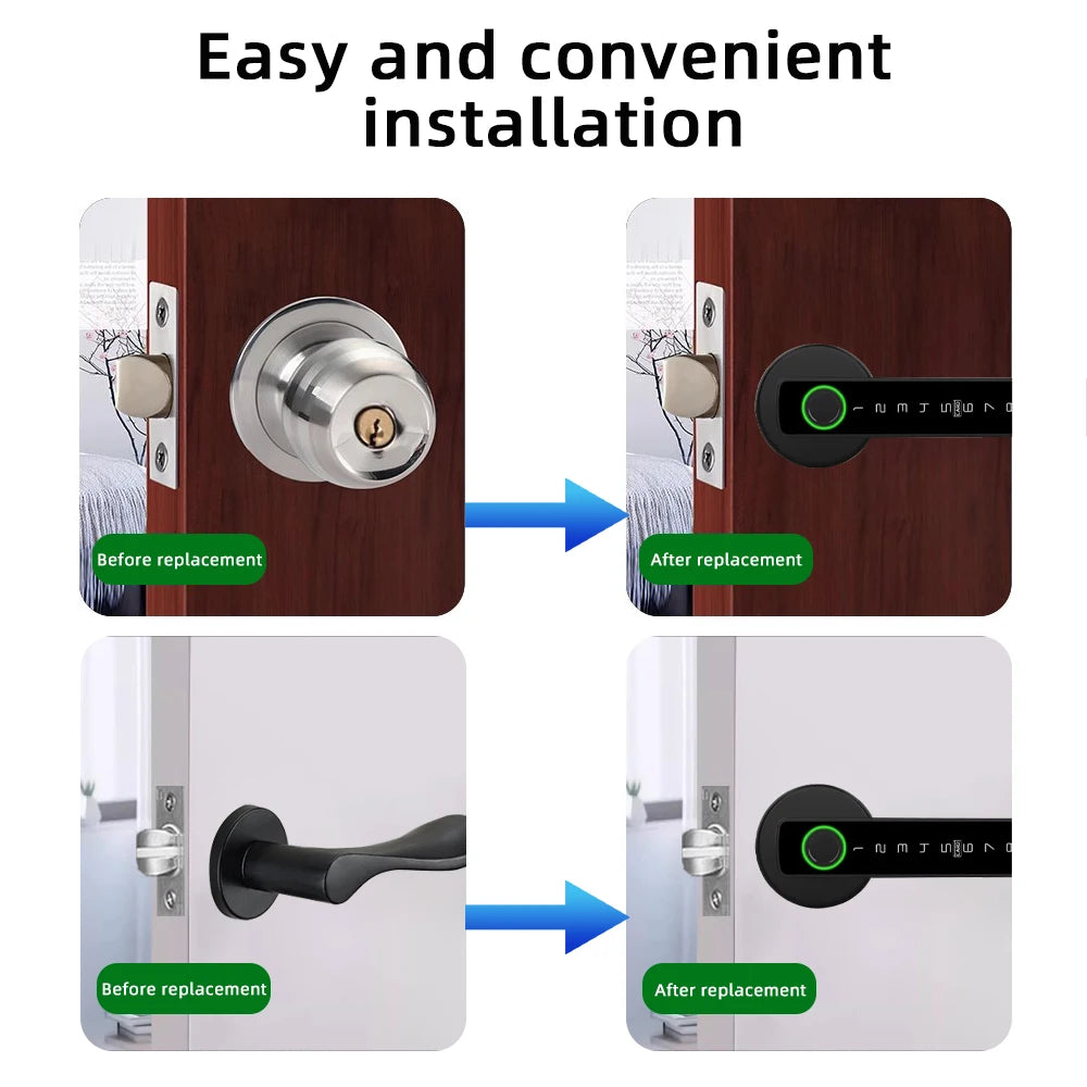 RAYKUBE M5 Tuya BLE Smart Fingerprint Door Lock | Digital Electronic Lock | Password/Key/Card/Smartlife/Tuya APP Unlock | For Bedroom