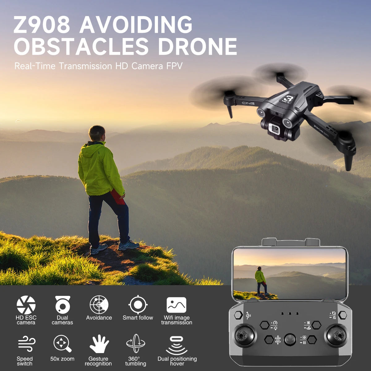 MISEFF HOT Z908 Pro Mini Drone with 4K Camera, WiFi, and Remote Control