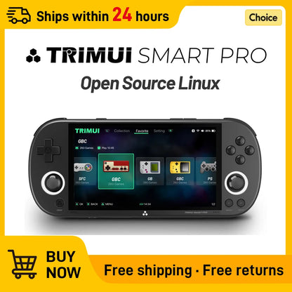 Retro Video Game Console Trimui Smart Pro Handheld Game 4.96'' IPS Screen Linux System Joystick RGB Lighting Smartpro 2024 New